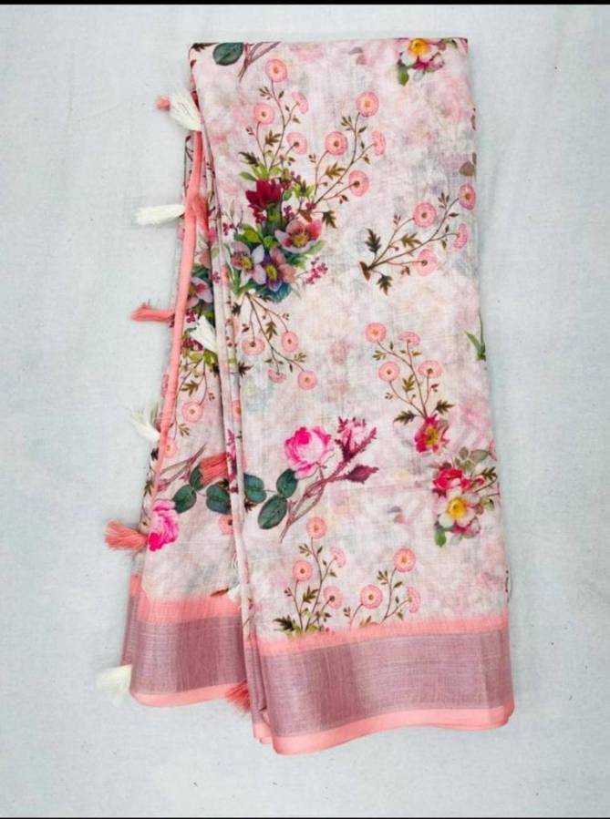 MG 207 Linen Printed Daily Wear Sarees Catalog